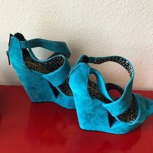 Jessica Simpson Turquoise suede heels.